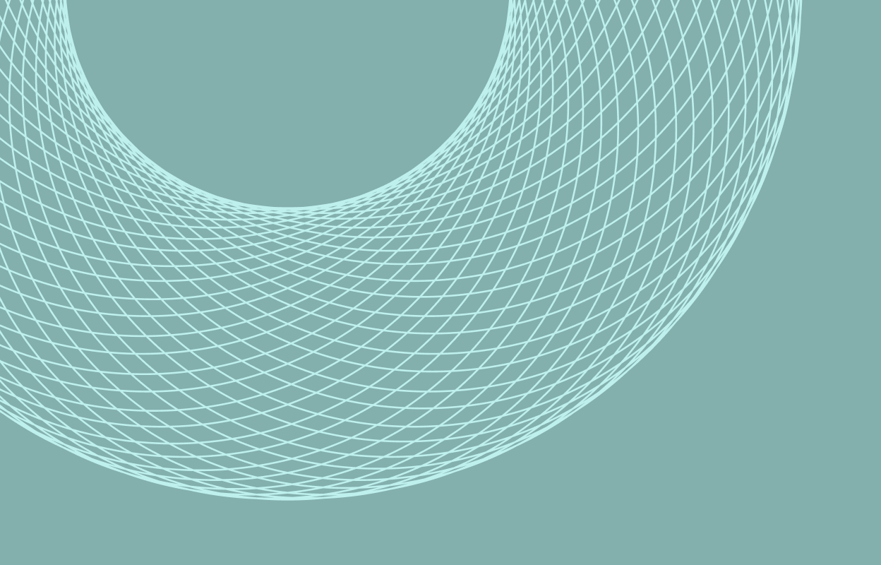 Light blue circular line graphic on a teal background